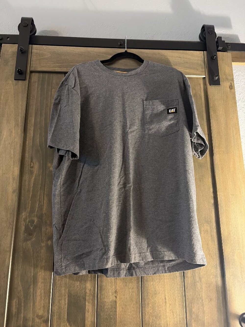 CAT Caterpillar Heather Gray Pocket T-Shirt Large